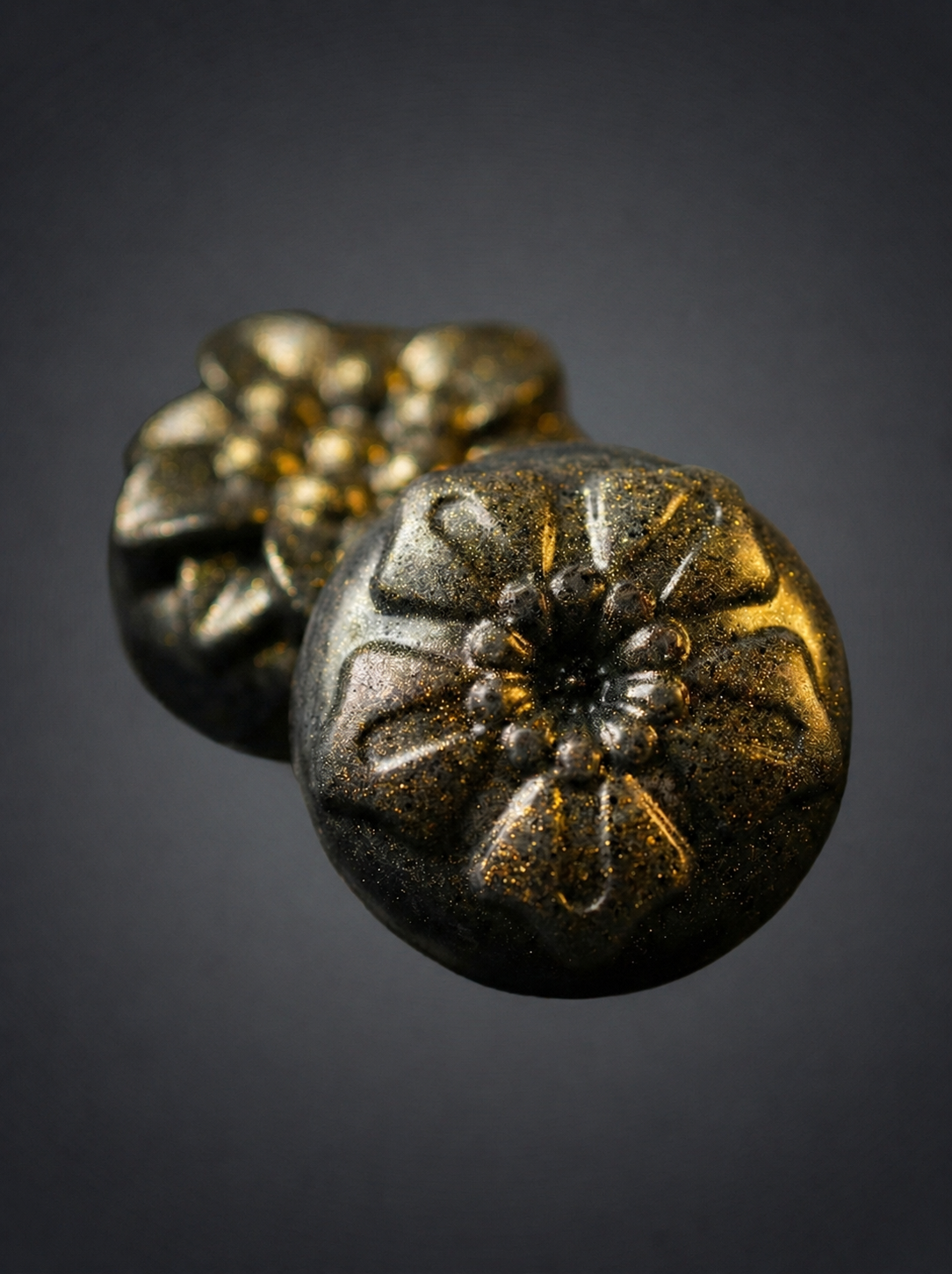 Activated Charcoal Soap with floral motif — handcrafted | Shuchi Rituals